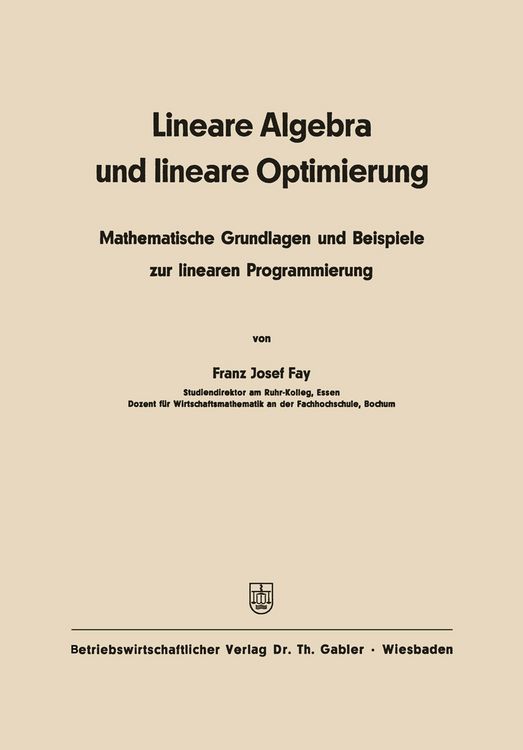 Produktbild: Lineare Algebra und lineare Optimierung