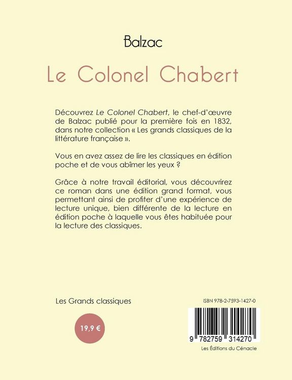 Produktbild: Le Colonel Chabert de Balzac (&eacute;dition grand format)