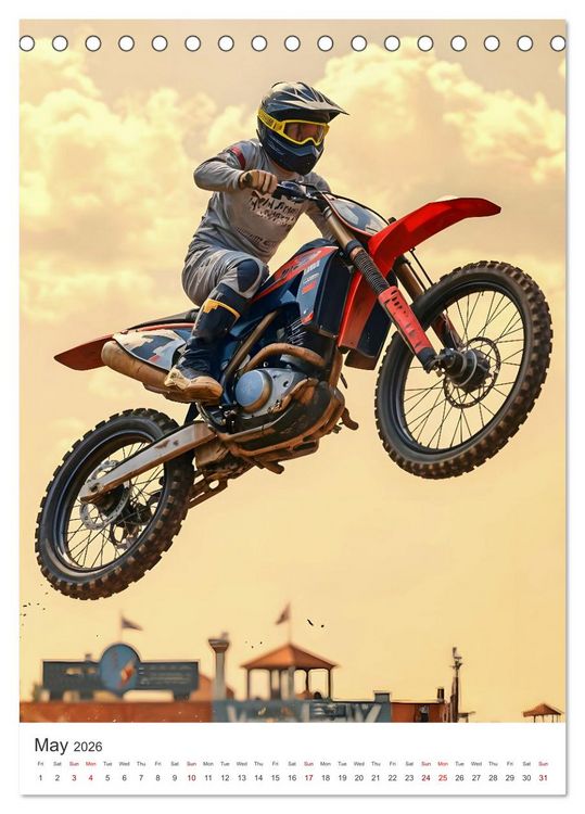 Produktbild: Throttle and thrills - High percentage motocross moments (Desk Calendar 2026 DIN A5 portrait), CALVENDO 12 Month DeskCalendar