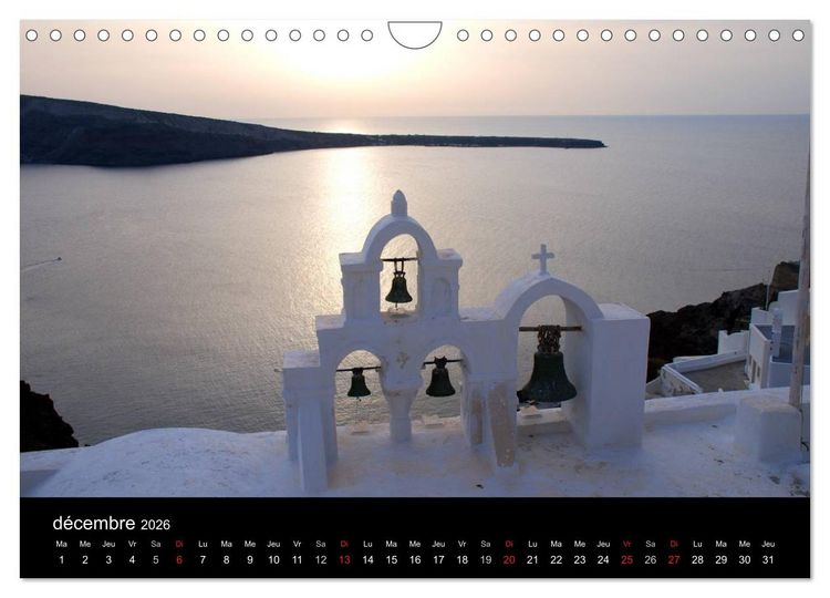 Produktbild: Lumi&egrave;res de Santorin (Calendrier mural 2026 DIN A4 vertical), CALVENDO calendrier mensuel