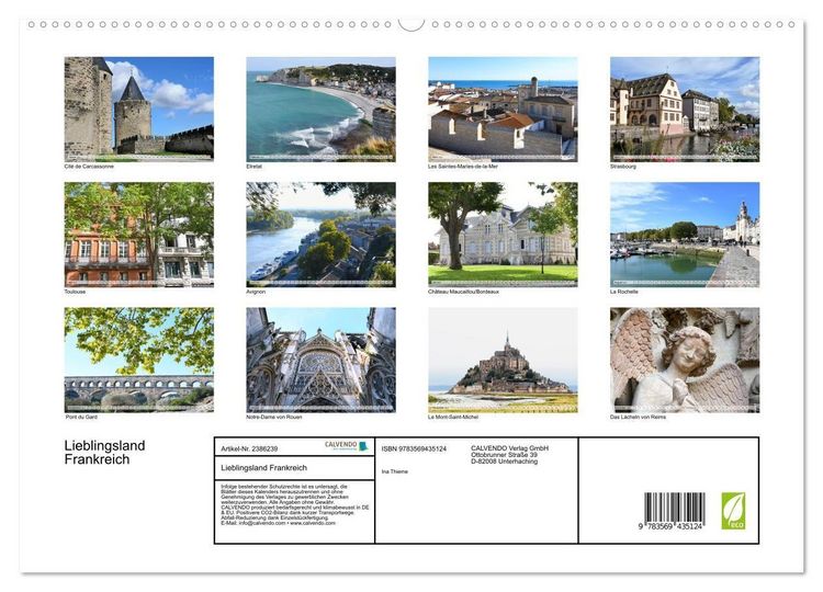 Produktbild: Lieblingsland Frankreich (Wandkalender 2027 DIN A2 quer), CALVENDO Monatskalender