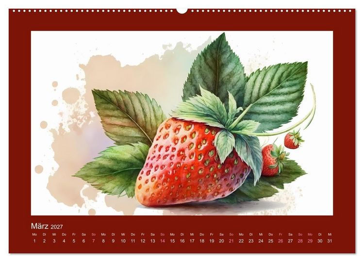 Produktbild: Fr&uuml;chte in Wasserfarben - Fruchtige KI-Kunst f&uuml;r das ganze Jahr (hochwertiger Premium Wandkalender 2027 DIN A2 quer), Kunstdruck in Hochglanz