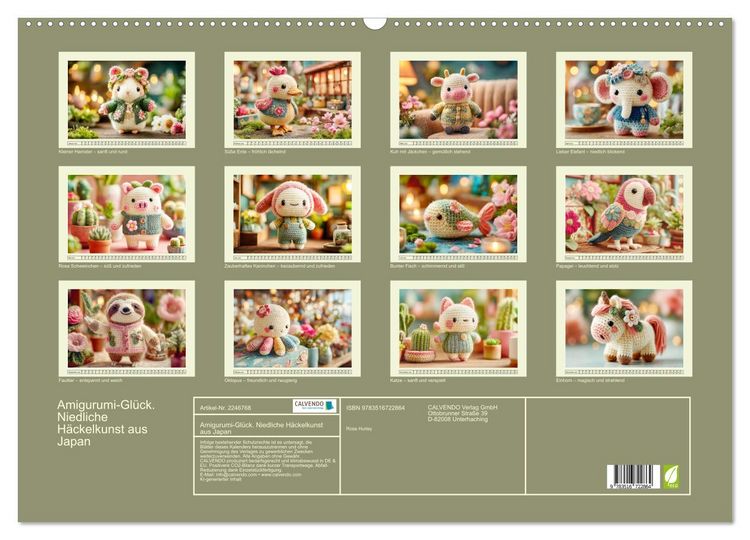 Produktbild: Amigurumi-Gl&uuml;ck. Niedliche H&auml;ckelkunst aus Japan (Wandkalender 2026 DIN A2 quer), CALVENDO Monatskalender