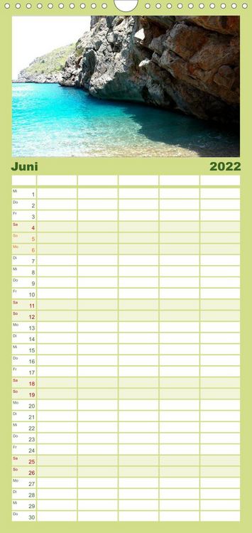 Produktbild: Familienplaner MALLORCA zum VERLIEBEN (Wandkalender 2022 , 21 cm x 45 cm, hoch)