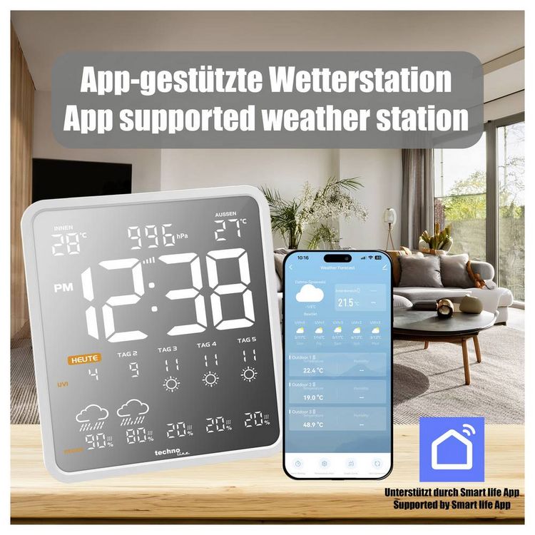 Produktbild: Techno Line WD3035 WD3035 Wetterstation WLAN-Wetterstation Anzahl Sensoren max. 1