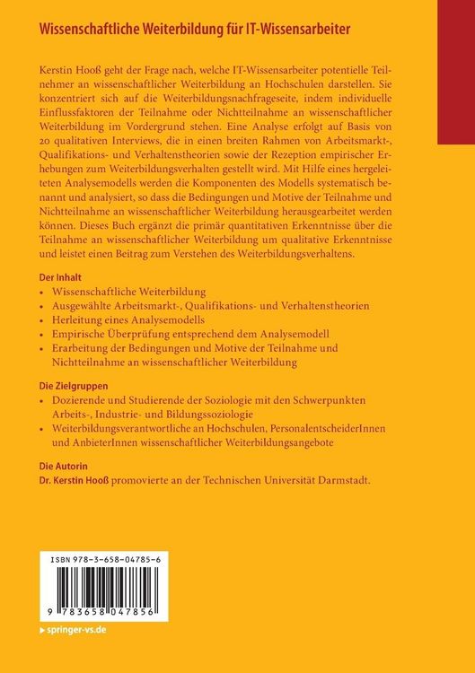 Produktbild: Wissenschaftliche Weiterbildung f&uuml;r IT-Wissensarbeiter