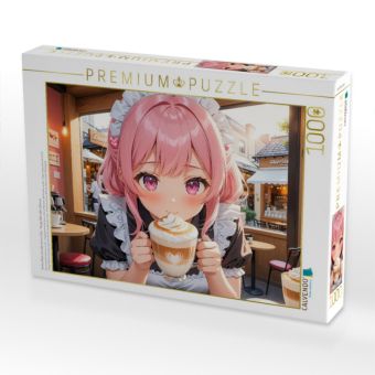 Produktbild: CALVENDO Puzzle Anime Maid mit Latte Art im Caf&eacute; - Manga Bild voller Charme | 1000 Teile Lege-Gr&ouml;&szlig;e 64x48cm Foto-Puzzle f&uuml;r gl&uuml;ckliche Stunden