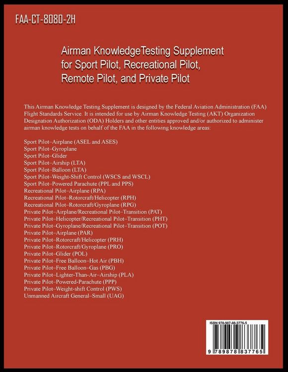 Produktbild: Airman Knowledge Testing Supplement for Sport Pilot, Recreational Pilot, Remote Pilot, and Private Pilot