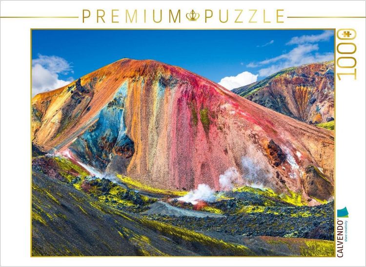 Produktbild: CALVENDO Puzzle Island, Regenbogen Vulkanberge Landmannalaugar | 1000 Teile Lege-Gr&ouml;&szlig;e 64x48cm Foto-Puzzle f&uuml;r gl&uuml;ckliche Stunden