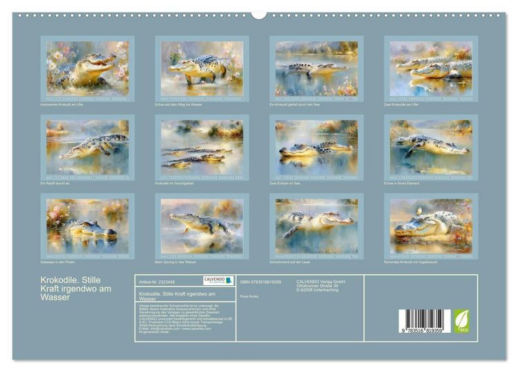 Produktbild: Krokodile. Stille Kraft irgendwo am Wasser (hochwertiger Premium Wandkalender 2027 DIN A2 quer), Kunstdruck in Hochglanz