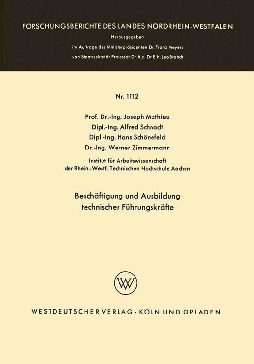 Produktbild: Besch&auml;ftigung und Ausbildung technischer F&uuml;hrungskr&auml;fte