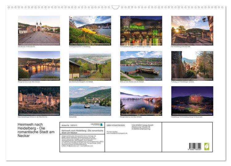 Produktbild: Heimweh nach Heidelberg - Die romantische Stadt am Neckar (Wandkalender 2026 DIN A2 quer), CALVENDO Monatskalender
