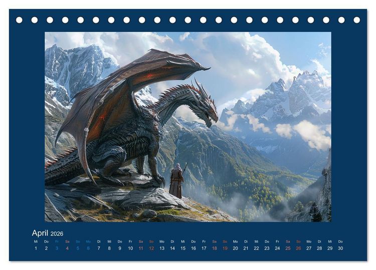 Produktbild: Drachenkrieger (Tischkalender 2026 DIN A5 quer), CALVENDO Monatskalender