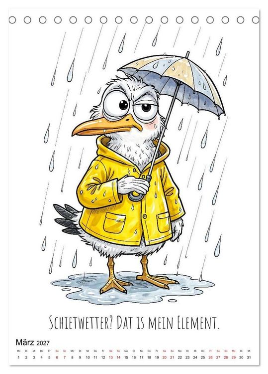 Produktbild: Freche K&uuml;sten‑M&ouml;wen - Lustiger maritimer Cartoon‑Kalender (Tischkalender 2027 DIN A5 hoch), CALVENDO Monatskalender
