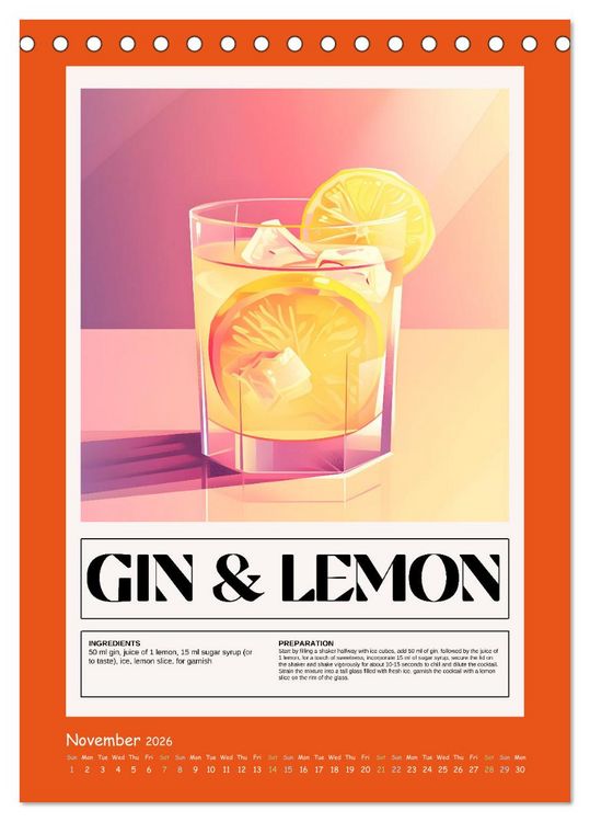 Produktbild: Classic Cocktails (Desk Calendar 2026 DIN A5 portrait), CALVENDO 12 Month DeskCalendar