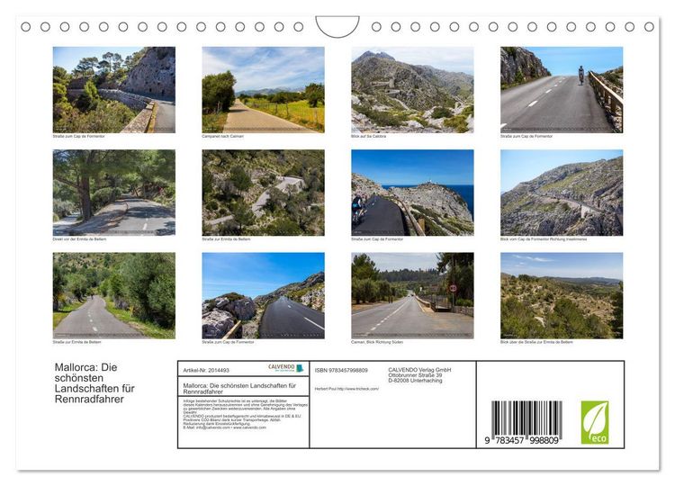 Produktbild: Mallorca: Die sch&ouml;nsten Landschaften f&uuml;r Rennradfahrer (Wandkalender 2026 DIN A4 quer), CALVENDO Monatskalender