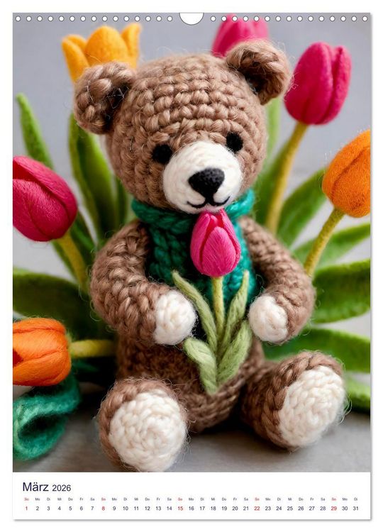 Produktbild: Teddys aus Wolle (Wandkalender 2026 DIN A3 hoch), CALVENDO Monatskalender