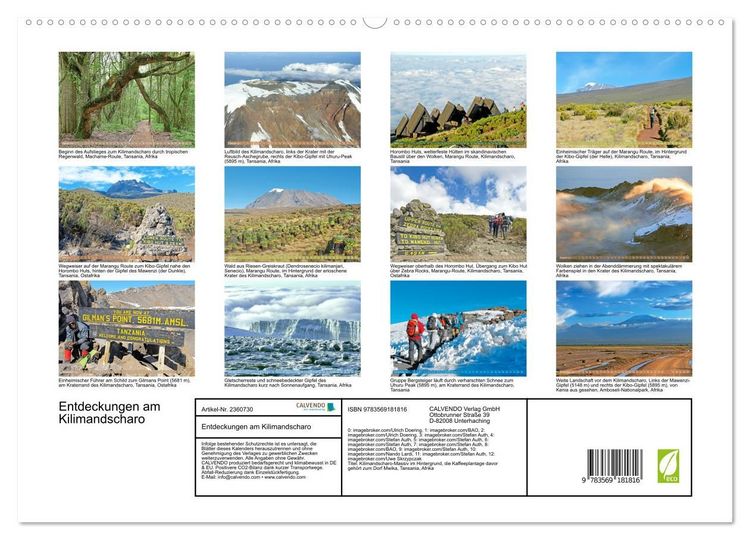 Produktbild: Entdeckungen am Kilimandscharo (hochwertiger Premium Wandkalender 2027 DIN A2 quer), Kunstdruck in Hochglanz
