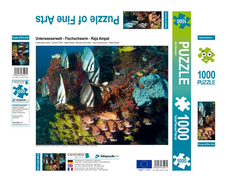 Produktbild: CALVENDO Puzzle Unterwasserwelt - Fischschwarm Raja Ampat | 1000 Teile Lege-Gr&ouml;&szlig;e 64x48cm Foto-Puzzle f&uuml;r gl&uuml;ckliche Stunden