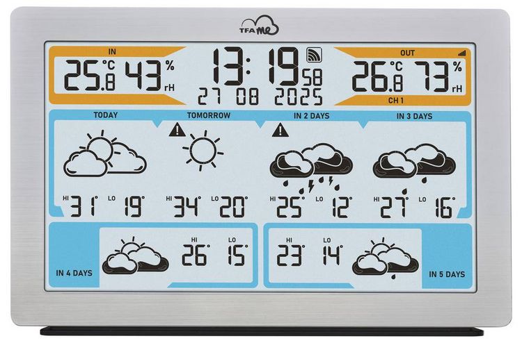 Produktbild: TFA Dostmann TFA.me ID-02 35.8100.54 WLAN-Wetterstation Vorhersage f&uuml;r 6 Tage Anzahl Sensoren max. 5