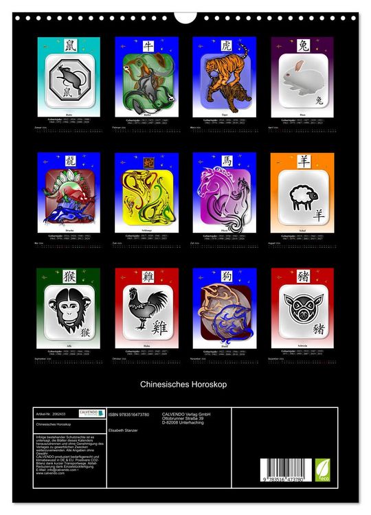 Produktbild: Chinesisches Horoskop (Wandkalender 2026 DIN A3 hoch), CALVENDO Monatskalender