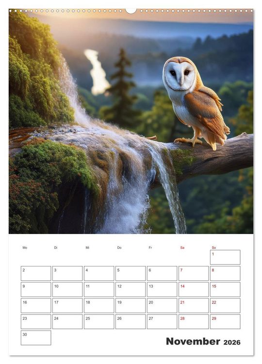 Produktbild: Eulen und K&auml;uze - Diese Wesen der Nacht (Wandkalender 2026 DIN A2 hoch), CALVENDO Monatskalender