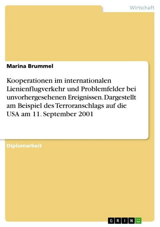 Produktbild: Kooperationen im internationalen Lienienflugverkehr und Problemfelder bei unvorh