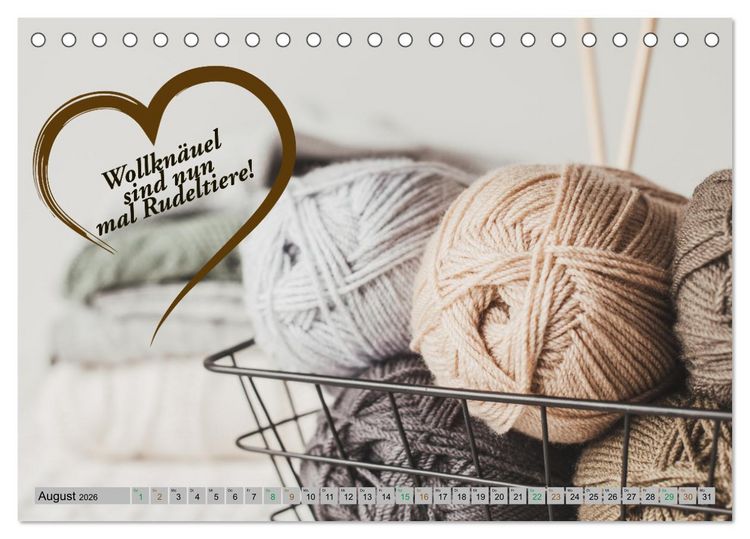 Produktbild: WOLLE Stricken ist eine Passion (Tischkalender 2026 DIN A5 quer), CALVENDO Monatskalender