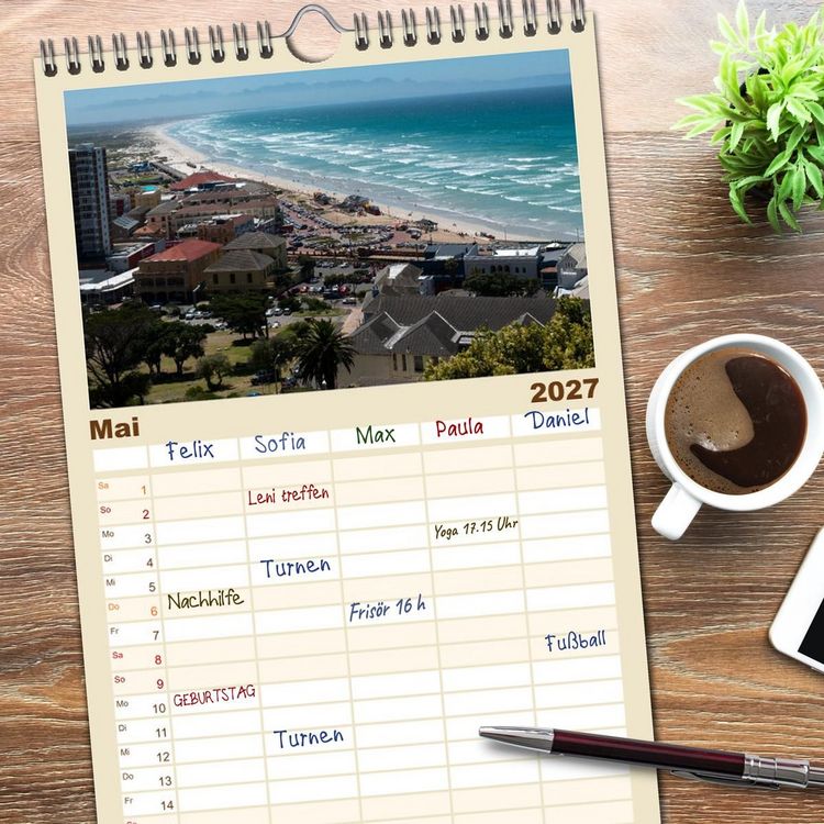 Produktbild: Familienplaner 2027 - Kapstadt und seine Umgebung mit 5 Spalten (Wandkalender, 21 x 45 cm) CALVENDO
