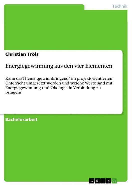 Produktbild: Energiegewinnung aus den vier Elementen