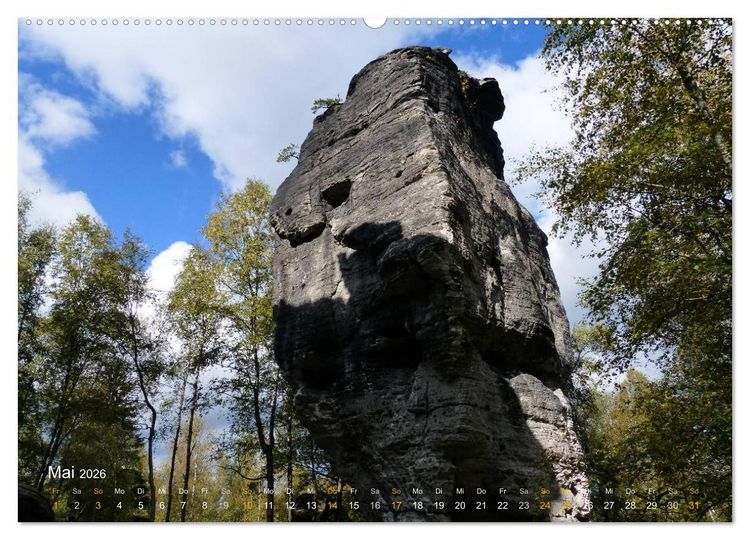 Produktbild: ElbsandSTEIN, kunstwerk der natur (hochwertiger Premium Wandkalender 2026 DIN A2 quer), Kunstdruck in Hochglanz