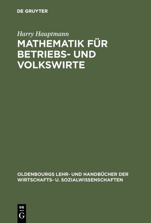 Produktbild: Mathematik f&uuml;r Betriebs- und Volkswirte