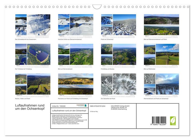 Produktbild: Luftaufnahmen rund um den Ochsenkopf (Wandkalender 2026 DIN A3 quer), CALVENDO Monatskalender