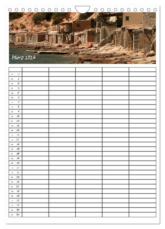 Produktbild: Ibiza / Familienplaner (Wandkalender 2026 DIN A4 hoch), CALVENDO Monatskalender