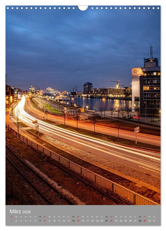 Produktbild: Kiel im Dunkeln. (Wandkalender 2026 DIN A3 hoch), CALVENDO Monatskalender