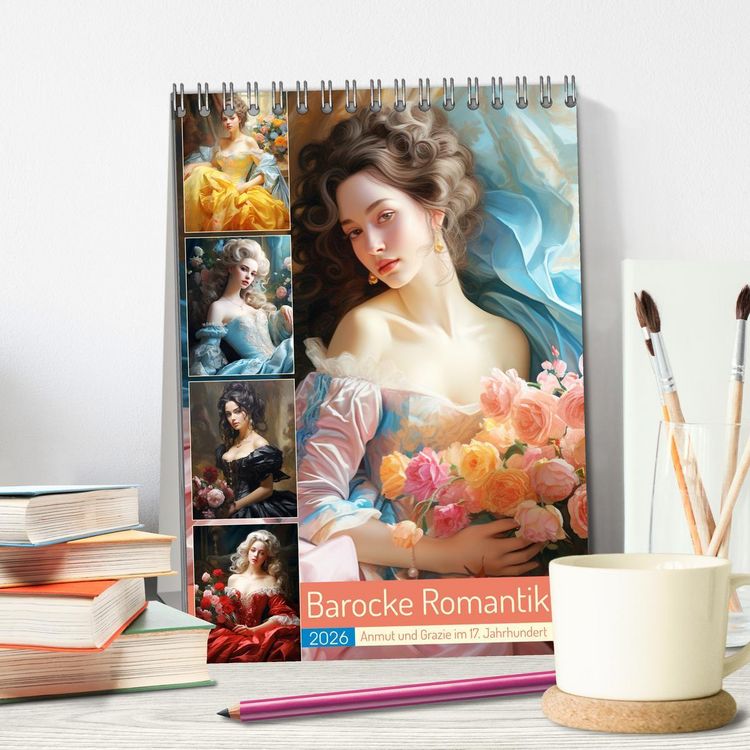 Produktbild: Barocke Romantik. Anmut und Grazie im 17. Jahrhundert (Tischkalender 2026 DIN A5 hoch), CALVENDO Monatskalender