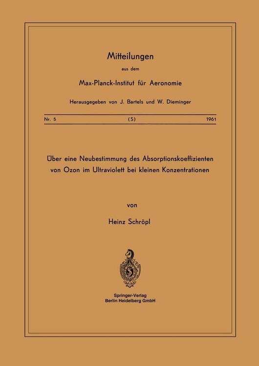 Produktbild: &Uuml;ber eine Neubestimmung des Absorptionskoeffizienten von Ozon im Ultraviolett bei Kleinen Konzentrationen