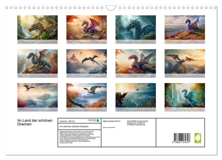 Produktbild: Im Land der sch&ouml;nen Drachen (Wandkalender 2026 DIN A3 quer), CALVENDO Monatskalender