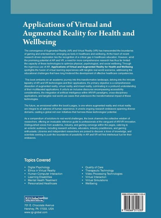 Produktbild: Applications of Virtual and Augmented Reality for Health and Wellbeing