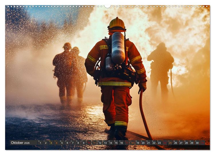 Produktbild: Im Bann der Rettung - Feuerwehr (Wandkalender 2026 DIN A2 quer), CALVENDO Monatskalender