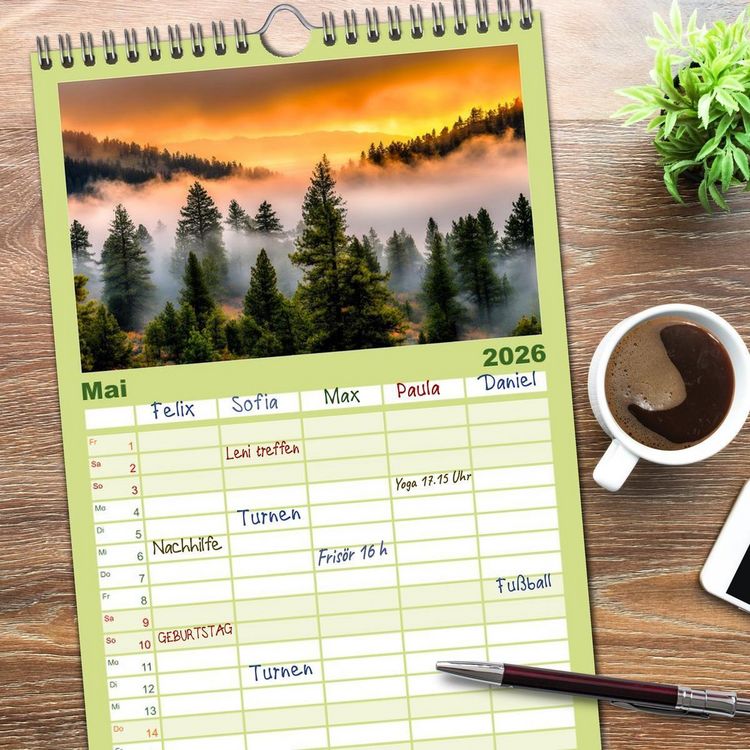 Produktbild: Familienplaner 2026 - Mystik der W&auml;lder mit 5 Spalten (Wandkalender, 21 x 45 cm) CALVENDO