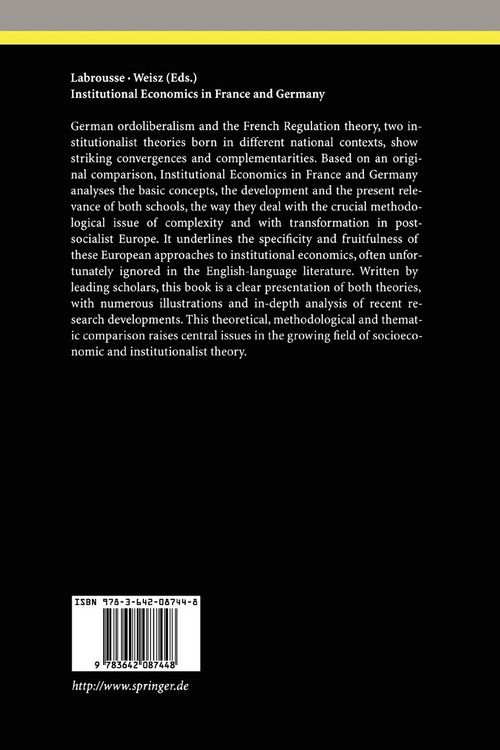 Produktbild: Institutional Economics in France and Germany