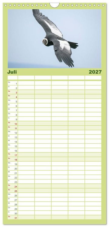Produktbild: Familienplaner 2027 - Wildlife S&uuml;damerika mit 5 Spalten (Wandkalender, 21 x 45 cm) CALVENDO