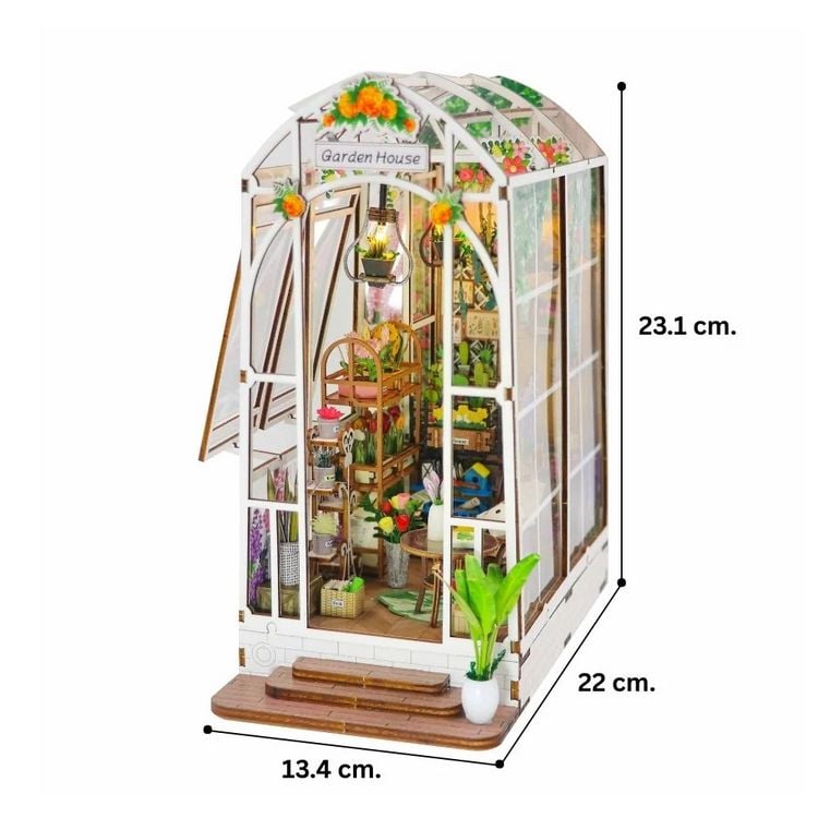 Produktbild: FiguredArt M2313 - DIY Book Nook, Garden House, Gew&auml;chshaus mit Blumen, Puzzle, 55 Teile, Miniatur-Diorama