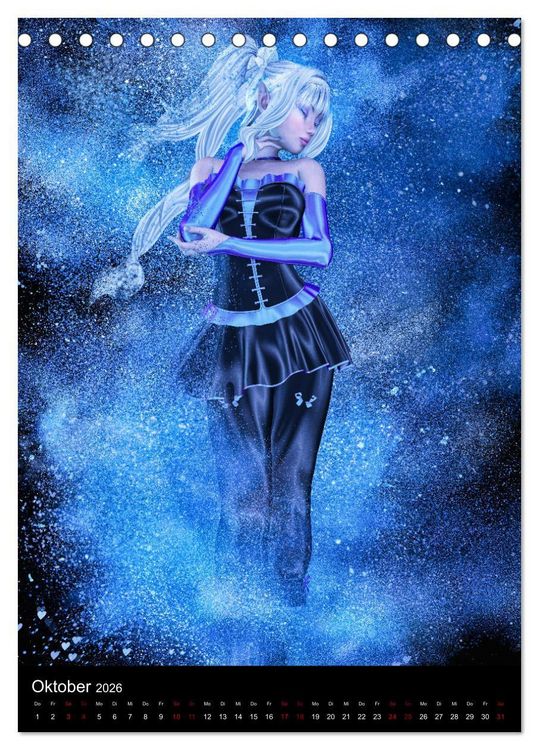 Produktbild: M&auml;dchen im Manga Style (Gothic Art) (Tischkalender 2026 DIN A5 hoch), CALVENDO Monatskalender