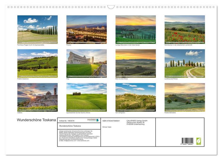 Produktbild: Wundersch&ouml;ne Toskana (Wandkalender 2026 DIN A2 quer), CALVENDO Monatskalender