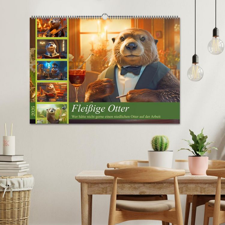 Produktbild: Flei&szlig;ige Otter - Wer h&auml;tte nicht gerne einen niedlichen Otter auf der Arbeit (Wandkalender 2026 DIN A2 quer), CALVENDO Monatskalender