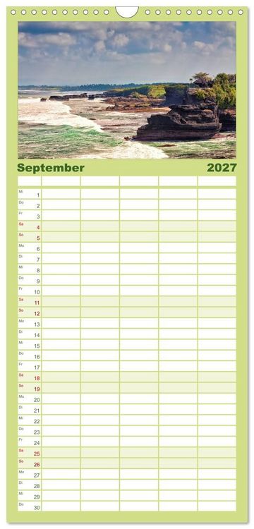 Produktbild: Familienplaner 2027 - Bali - Insel der G&ouml;tter mit 5 Spalten (Wandkalender, 21 x 45 cm) CALVENDO
