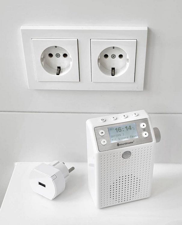 Produktbild: Soundmaster DAB60WE Steckdosenradio DAB+, UKW Bluetooth&reg;, USB Freisprechfunktion, Inkl. Mikrofon, spritzwassergesch&uuml;tzt