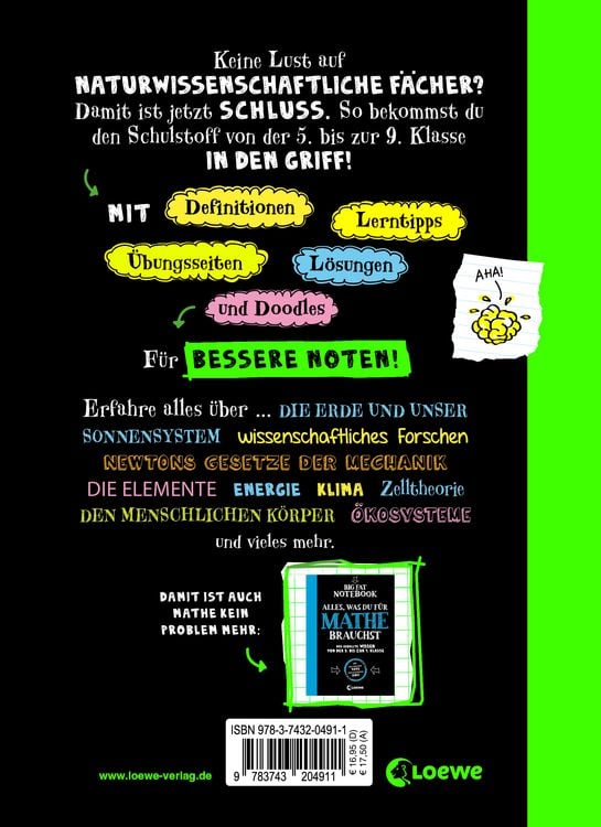 Produktbild: Big Fat Notebook - Alles, was du f&uuml;r Physik, Chemie und Bio brauchst - Das geballte Wissen von der 5. bis zur 9. Klasse. Mit Bonuswissen: Erdkunde